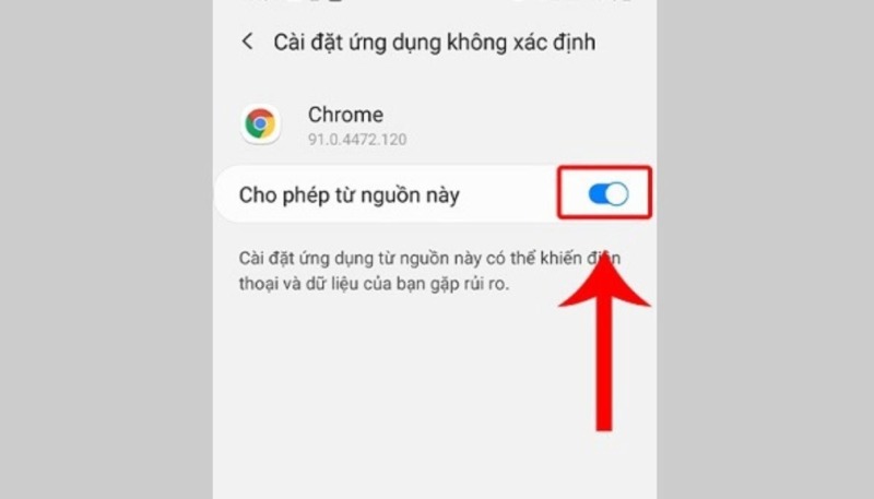 Cho ph&eacute;p c&agrave;i đặt từ nguồn Google