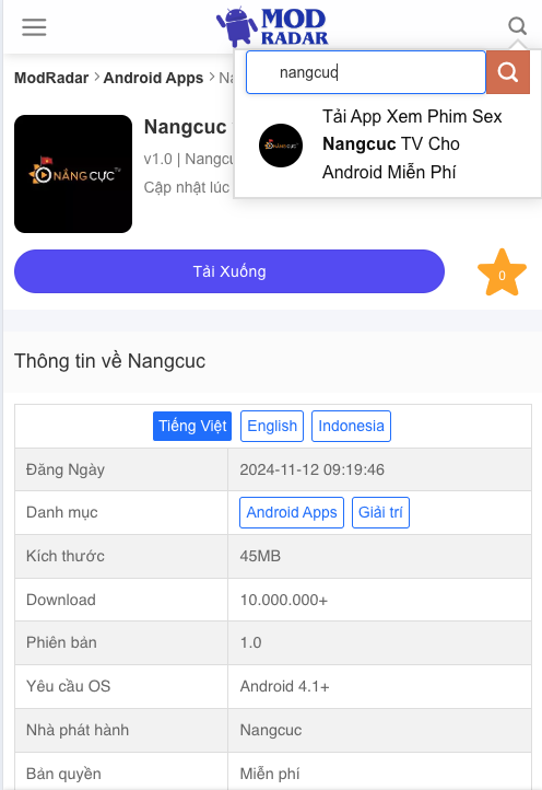 Tìm kiếm ứng dụng Nangcuc