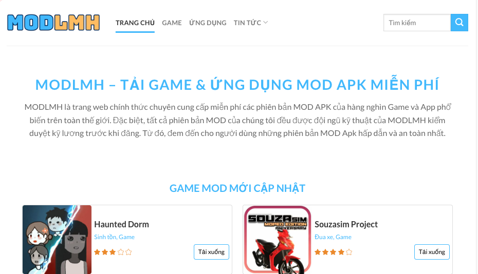 Giao diện của MODLMH được thiết kế tinh xảo, hiện đại